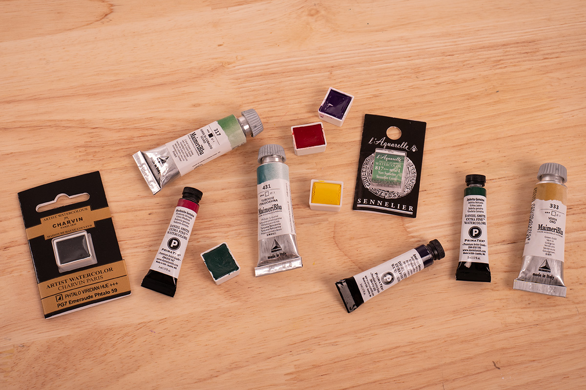 Tubes et godets d'aquarelles